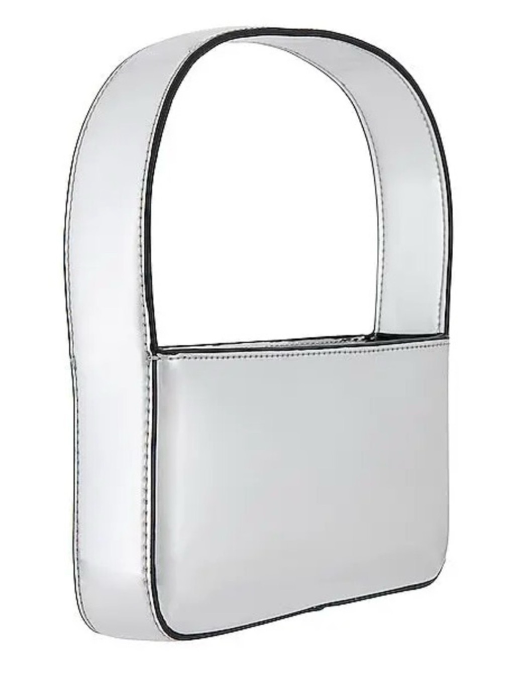 Weworewhat Silver Top Handle / Shoulder Bag With Black Edge Trim